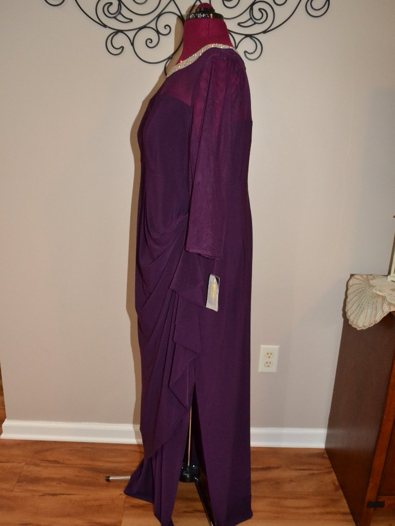 Alex Evenings New Eggplant Formal Illusion Embellished Neck Ruched Gown, 22w — image 6 of 8